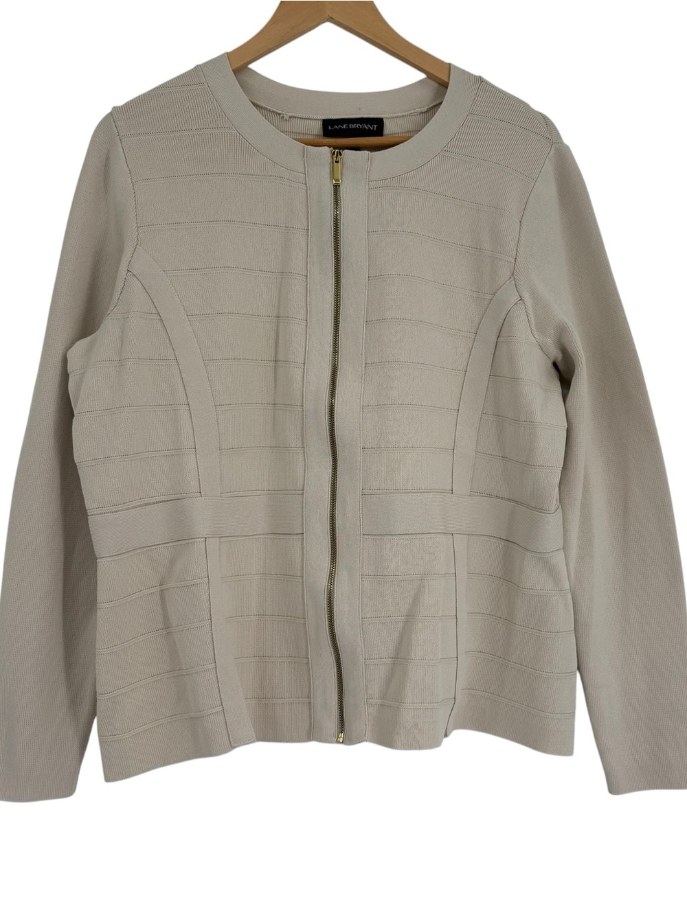 LANE BRYANT Beige Tan Full Zip Sweater Blazer Women's Size 18/20 Career Office